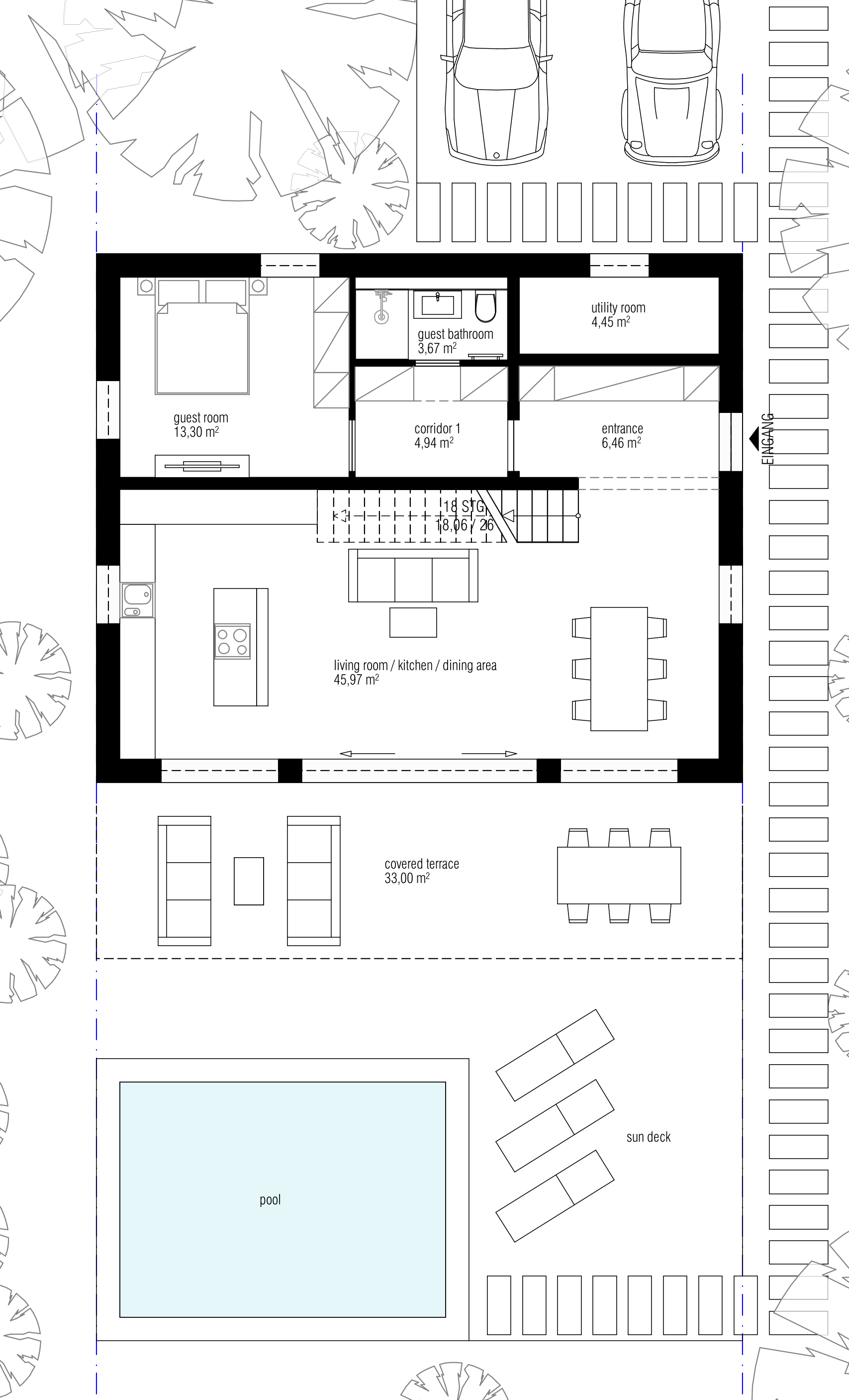 Madeira Villa – Grundriss Erdgeschoss & Pool