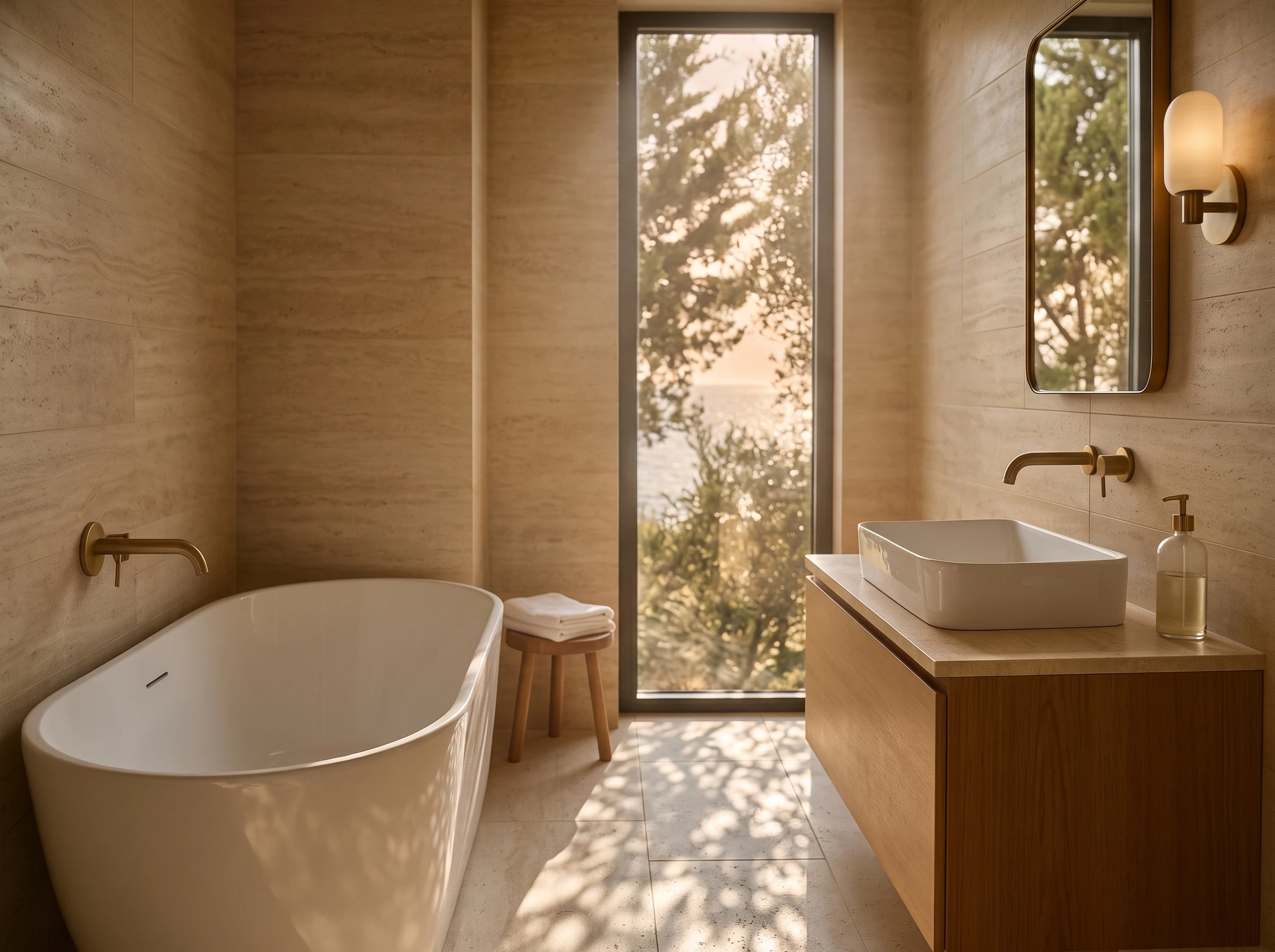 Nazaré Villa – Badezimmer, freistehende Wanne