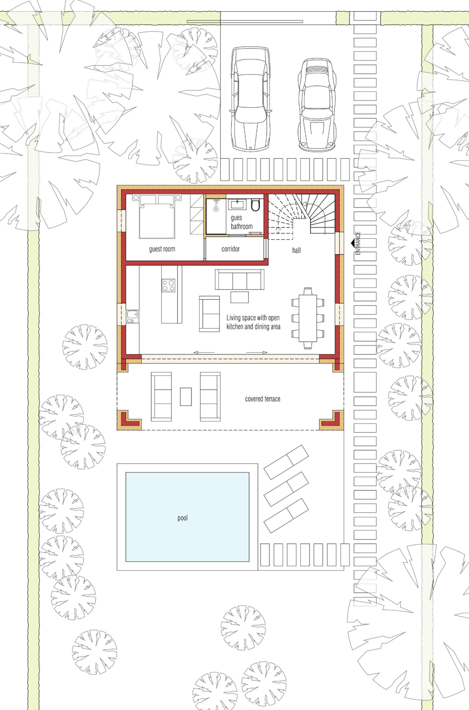 Nazaré Villa – Grundriss Erdgeschoss & Pool